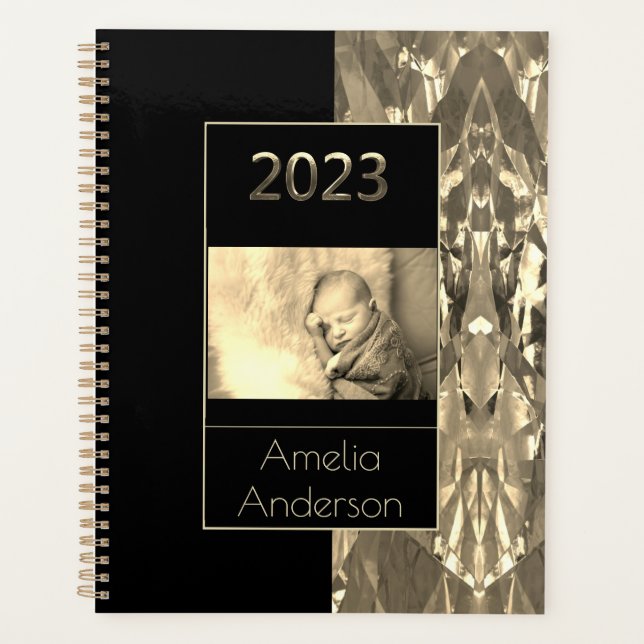 Black and Gold Sepia Happy New Year 2023 Planner (Front)
