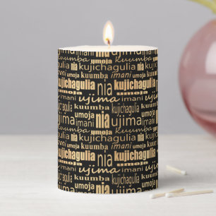 Black and Gold Seven Principles Pillar Candle