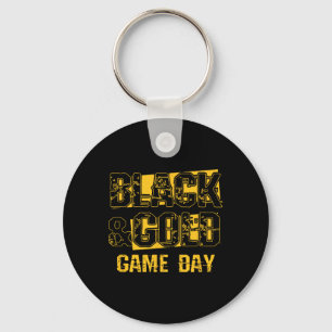 Black And Gold Shirt Game Day High School Football Keychain