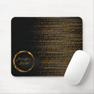 Black and Gold Shooting Stars Mouse Pad