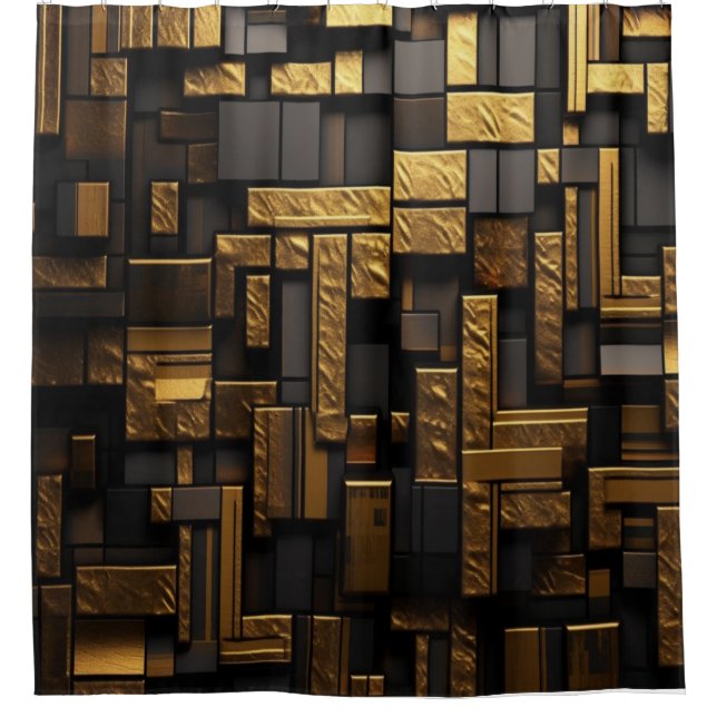 Black and Gold Shower Curtain (Front)