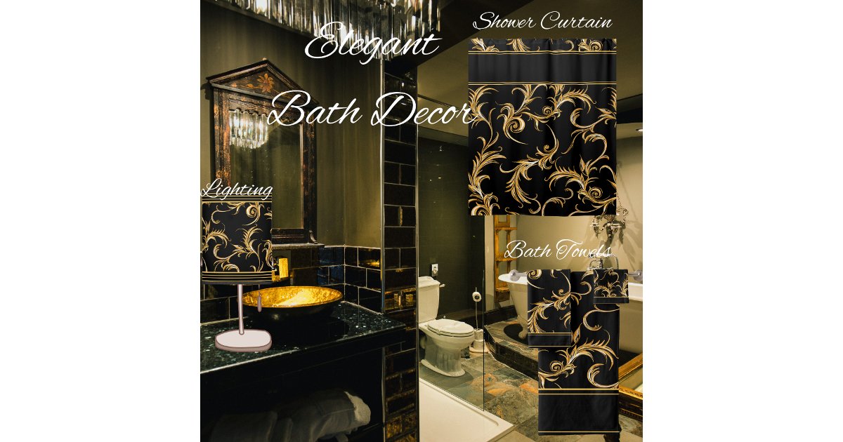 Black and Gold Shower Curtain | Zazzle