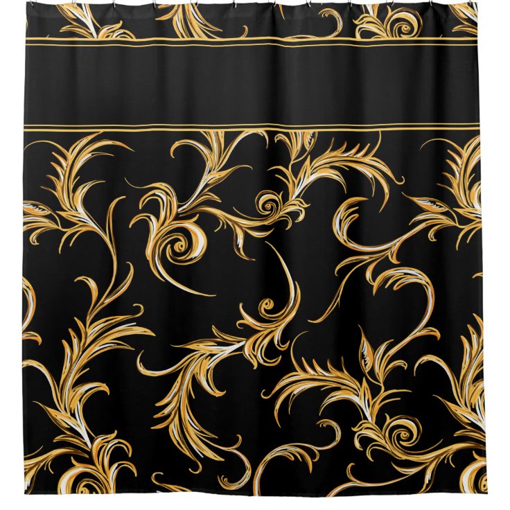 Black and Gold Shower Curtain Zazzle