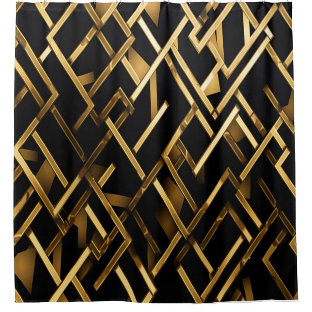 Black and Gold Shower Curtain (Front)