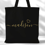 Black And Gold Signature Script Bridesmaid Gift Tote Bag<br><div class="desc">Black And Gold Signature Script Bridesmaid Gift Tote Bag. Personalize this custom design with your own name and custom colors.</div>