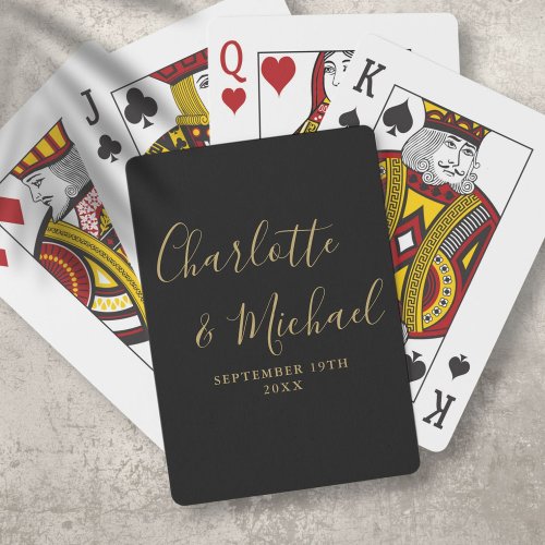 Black And Gold Signature Script Playing Cards