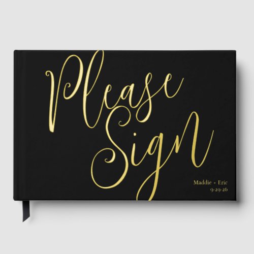 Black and Gold SImple Guest Book Signature