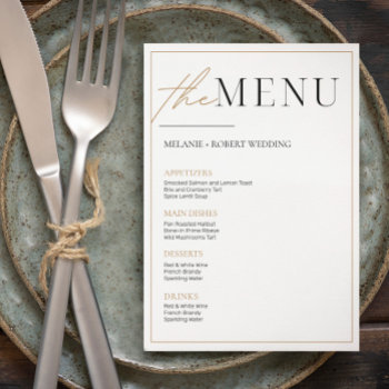Black And Gold Simple Minimalistic Wedding Menu Invitation by artOnWear at Zazzle