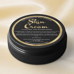 Black and Gold Skin Cream Jar Label w Ingredients