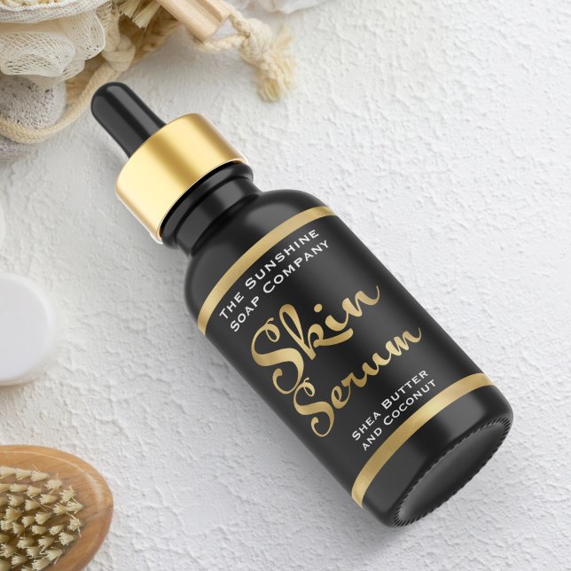 Black and Gold Skin Serum Bottle Label (Creator Uploaded)