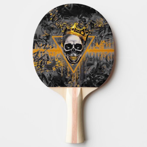 Black and Gold Skull King Graffiti Ping Pong Paddle