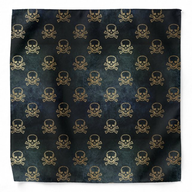 Black and Gold Skulls  Bandana (Front)
