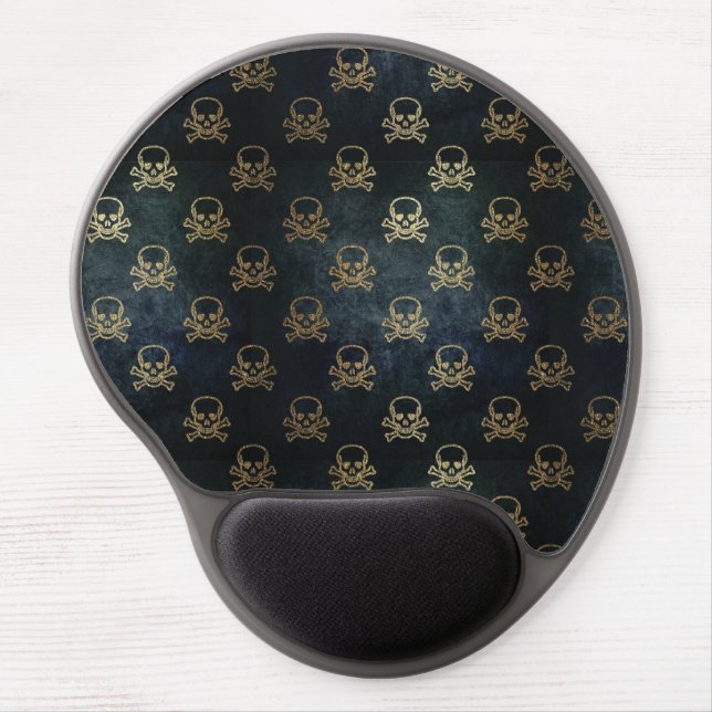 Black and Gold Skulls Gel Mouse Pad (Front)