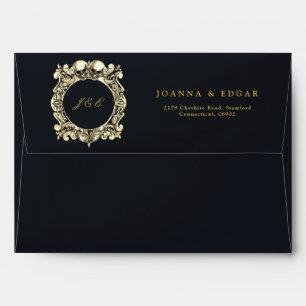 Black And Gold Skulls Gothic Wedding Welcome Sign Envelope