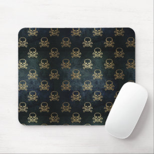Black and Gold Skulls Mouse Pad