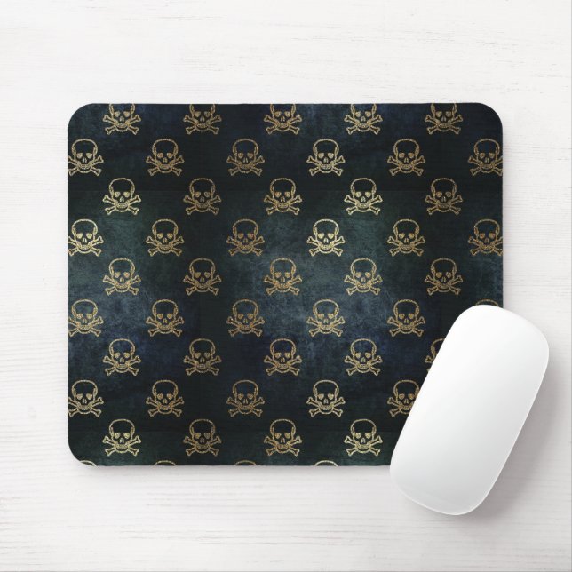 Black and Gold Skulls Mouse Pad (With Mouse)