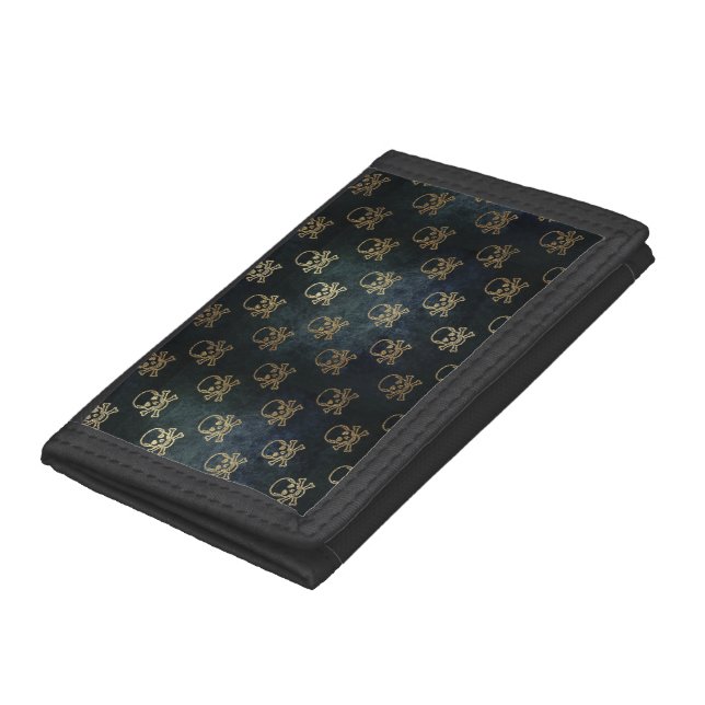 Black and Gold Skulls Trifold Wallet (Bottom)