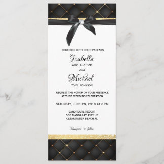 Black and Gold small diamond bow invitation