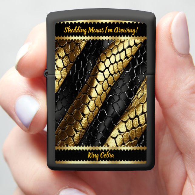 Black and gold snake skin design zippo lighter (In Hand)