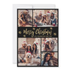 Black and Gold Snowflake 5 Photo Collage Christmas