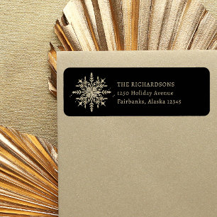 Black and Gold Snowflake Christmas Return Address Label
