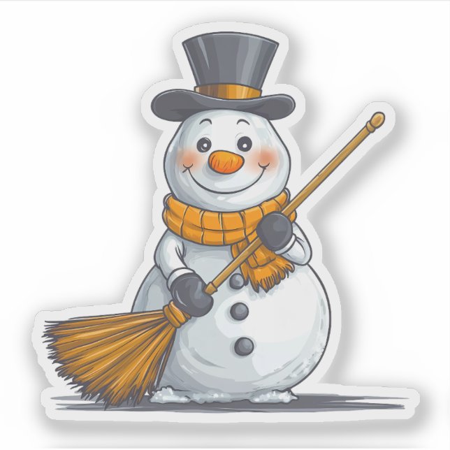 Black and Gold Snowman Sticker (Front)