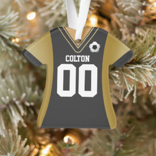 Black and Gold Soccer Jersey Ornament