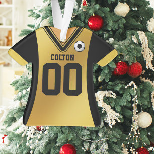 Black and Gold Soccer Jersey Ornament