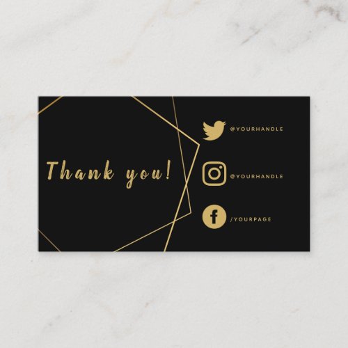 Black and gold social links orders insert Card