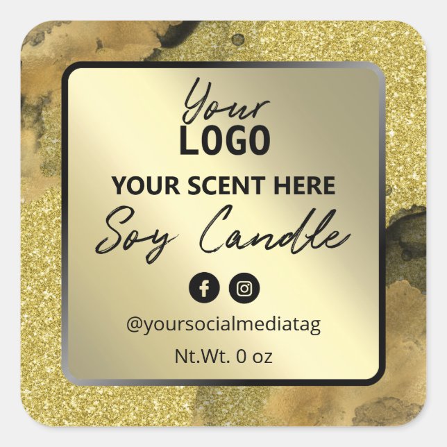 Black And Gold Soy Candle Labels (Front)