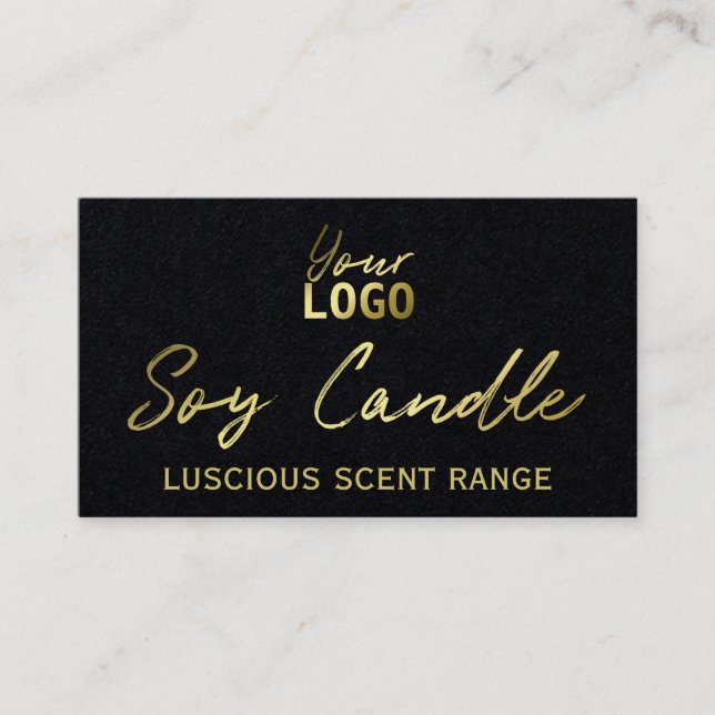 Black And Gold Soy Candle Scent List Card (Front)