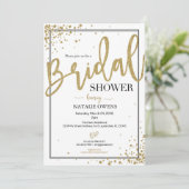 Black and Gold Sparkle Bridal Shower Invitation (Standing Front)
