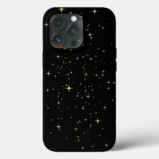 Black and Gold Sparkle Stars Case-Mate iPhone Case (Back)