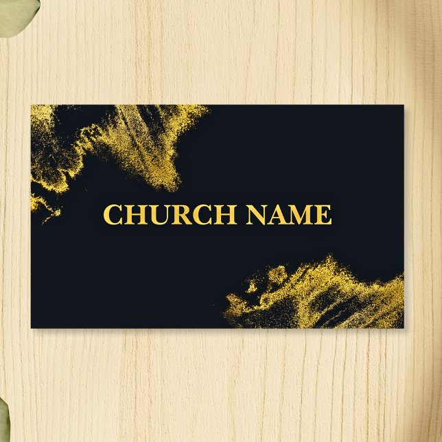 BLACK and Gold Sparkles Church Business Card (Creator Uploaded)