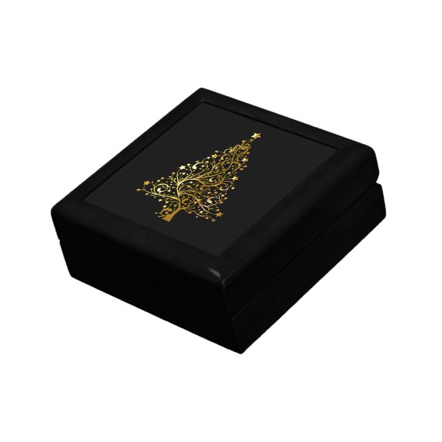 Black and Gold Sparkly  Christmas Tree Elegant Gift Box (Side)