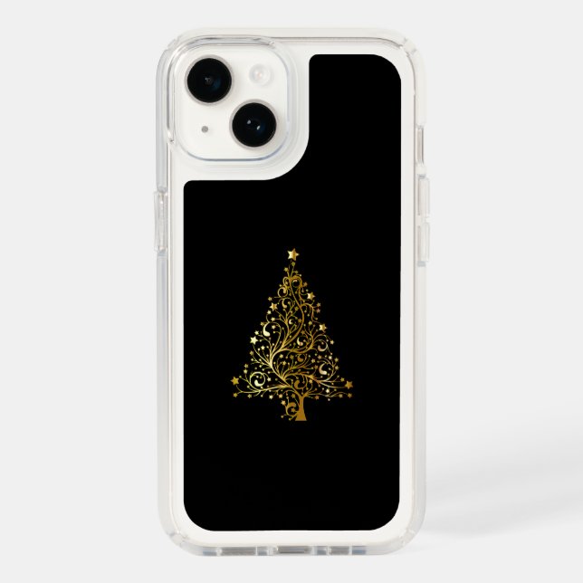 Black and Gold Sparkly Christmas Tree  Speck iPhone Case (Front)
