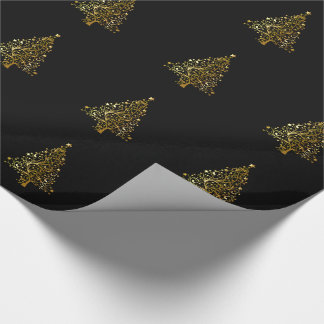 Black and Gold  Sparkly Christmas Treet Design Wrapping Paper