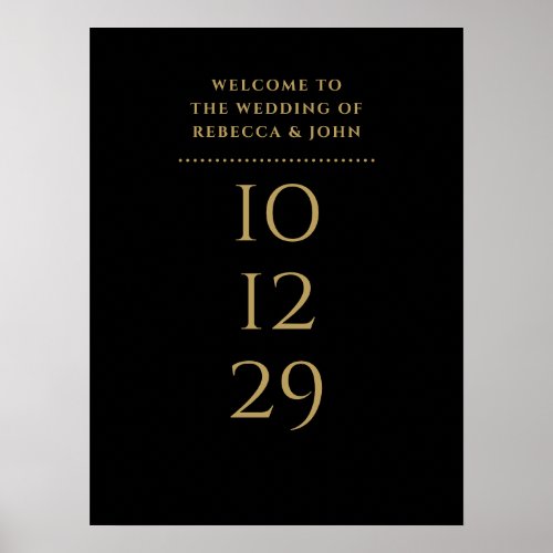 Black And Gold Special Date Wedding Welcome Sign