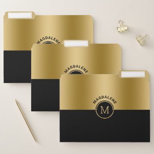 Black and gold split-screen geometric design file folder
