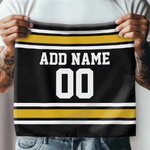 Black and Gold Sports Jersey Custom Name Number Bandana