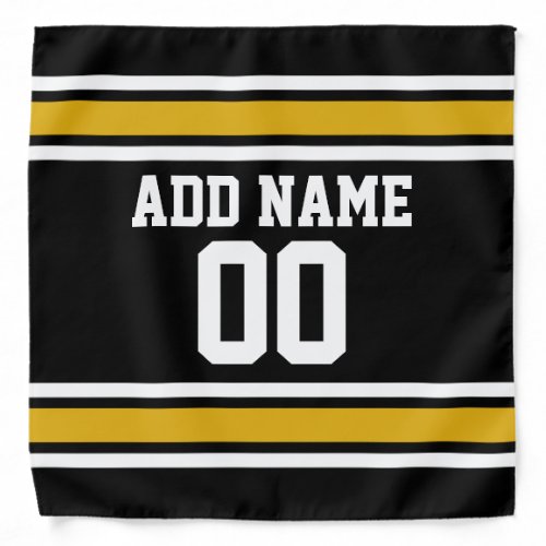 Black and Gold Sports Jersey Custom Name Number Bandana