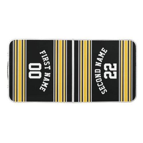 Black and Gold Sports Jersey Custom Name Number Beer Pong Table