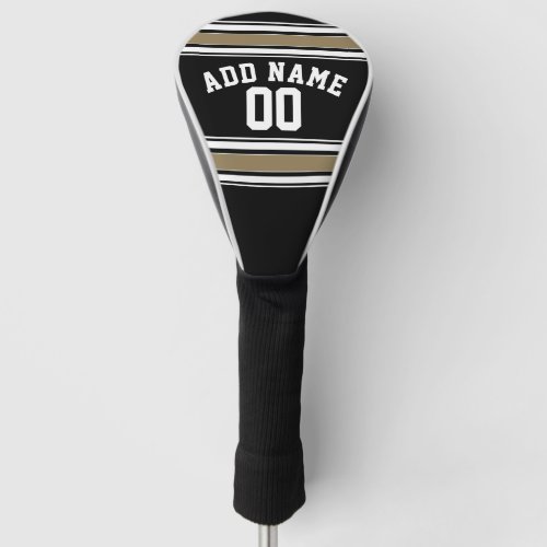 Black and Gold Sports Jersey Name _ Can EDIT Color Golf Head Cover