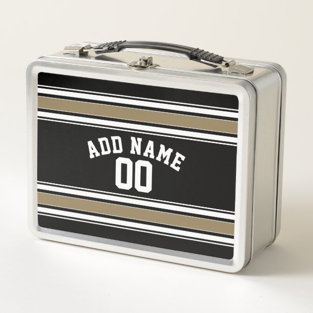 black and gold lunch box