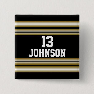 Black and Gold Sports Team Stripes to Personalize Button