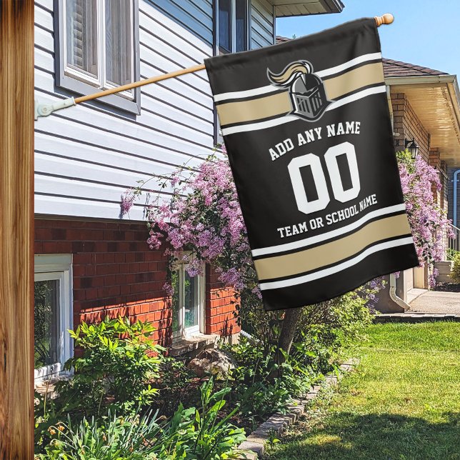 Black and Gold Sporty Stripes and Mascot House Flag (Creator Uploaded)