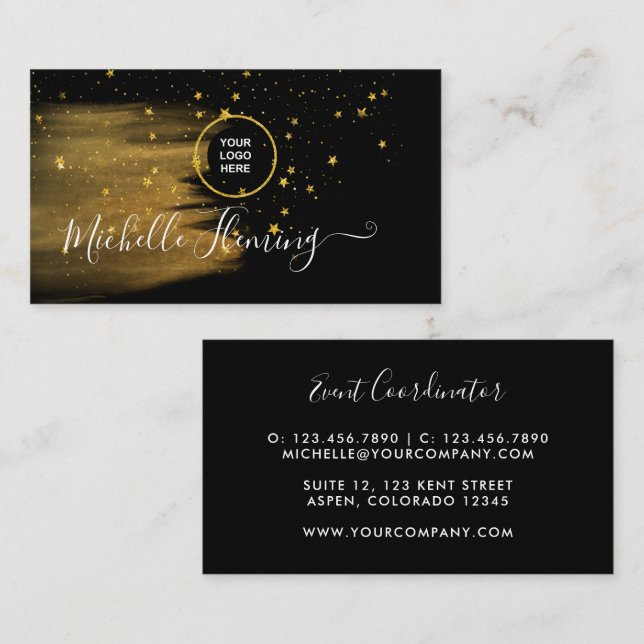 Black and Gold Square Business Card (Front/Back)
