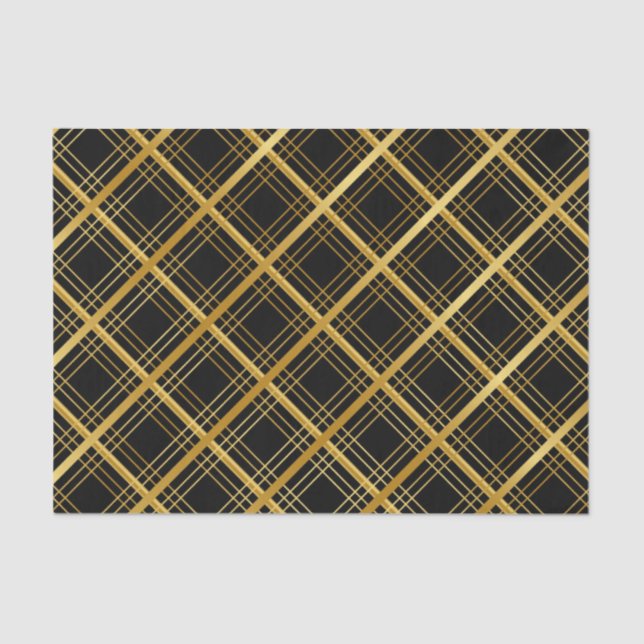 Black And Gold Square  Tissue Paper (Front)