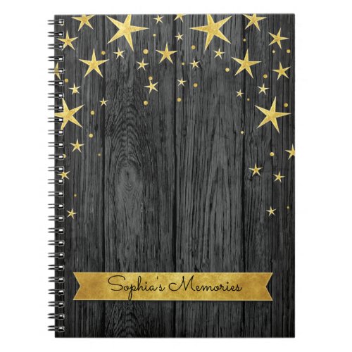 Black and Gold Stars Elegant Memories Book