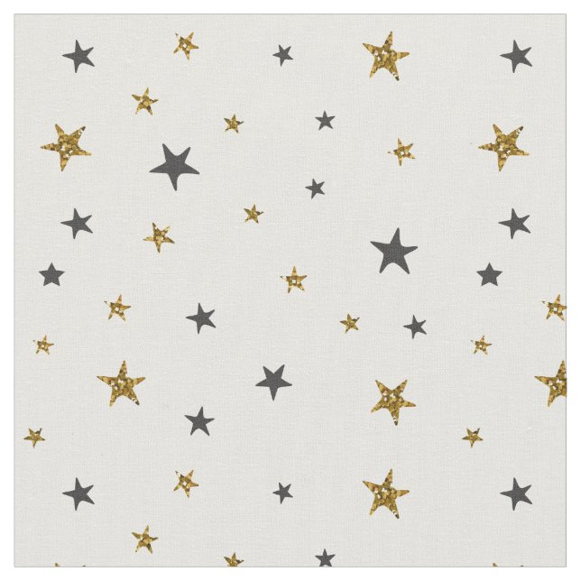 Black and Gold Stars Fabric (Close Up)